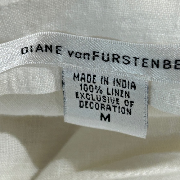 Diane Von Furstenberg Ivory Linen Coverup M Beach Summer Swim - Picture 6 of 7